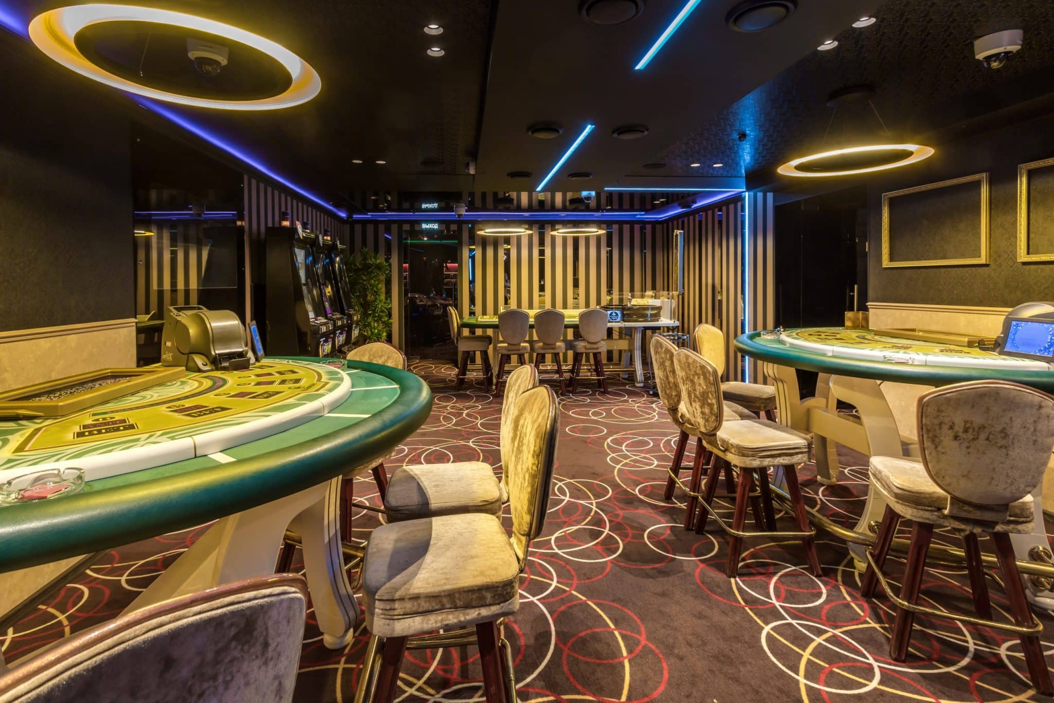 LAS VEGAS, USA - MAY, 2017: interior of elite luxury vip casino with poker tables
